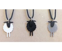 CHARM SHEEP WITH LEATHER RIBBON