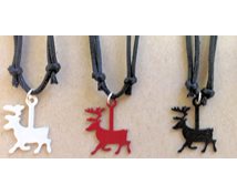 CHARM IRON REINDEER WITH LEATRHER RIBBON 23MM